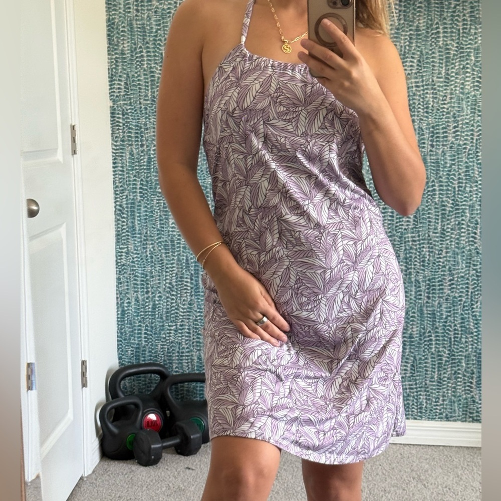 Eddie Bauer Lavender Leaf Pattern Dress - Picture 4 of 5